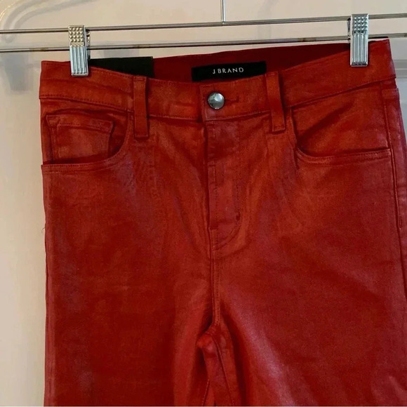 J Brand Ruby High Rise Crop Cigarette Pants Phenomena Sz 26 Red Coated jeans NWT - Picture 6 of 11
